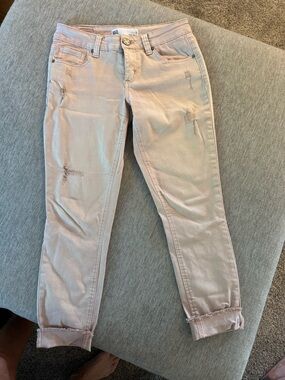 RSQ Blush Pink Cropped Distressed Jeans